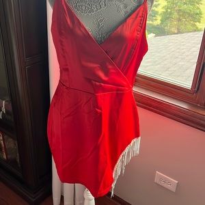 Red Bling Fringe Cocktail Dress